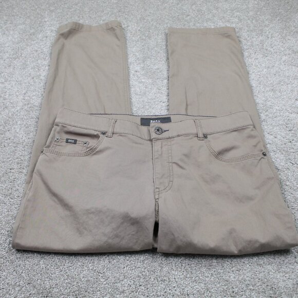 Brax Pants Mens 34x28 Beige Cooper Fancy Chino 5-Pocket Straight leg Stretch - Picture 2 of 16